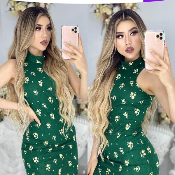 VESTIDO VERDE ESTAMPADO